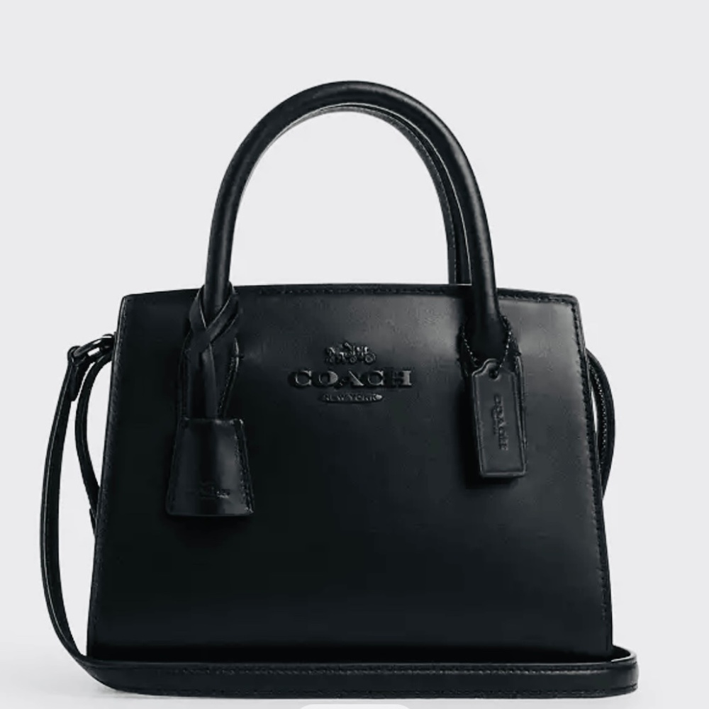 Coach Andrea Carryall Black Leather Top Handles/Crossbody w/Copper Hardware